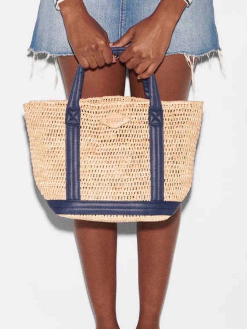 NWT MZ WALLACE MZ WALLACE SMALL TOTE - RAFFIA/NAVY